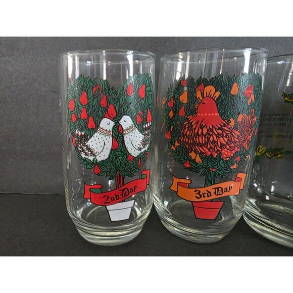 Set Of 5 Vintage Pepsi Christmas "12 Days Of Christmas" Drinking Glasses - Picture 2 of 7